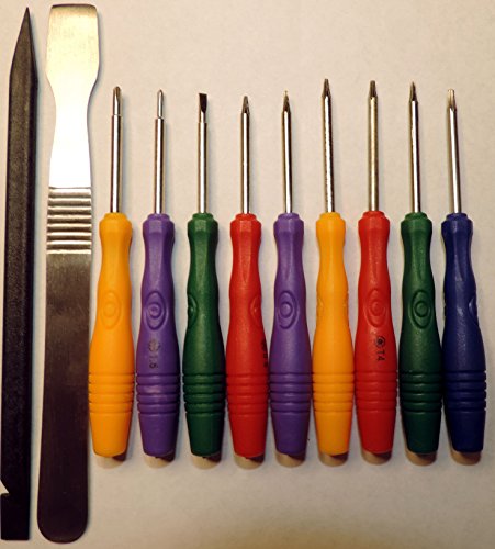 11 Economical Mini Tools, Screwdrivers & Spudger Pry Bars: Phillips PH00 PH000, Pentalobe 0.8, Torx T2 T3 T4 T5 T6, Flat Tip. Fits iPhone, Samsung Galaxy, Any Smart Cell Phone, Xbox, Tablets, Laptops