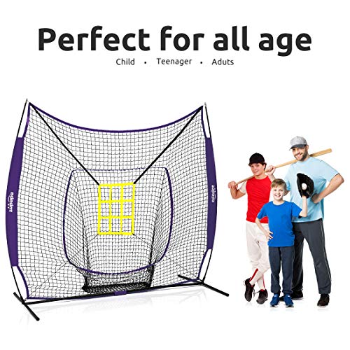 Zupapa Baseball Softball Practice Set 7 by 7 Feet Net with Strike