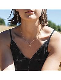 Mevecco Collar de oro con delicado círculo, chapado en oro de 14 quilates, collar de medio tercio un cuarto de Karma para mujer