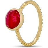 iCarats 18k Gold Vermeil Brilliant Round Cut Natural Gemstone Statement Ring For Women 925 Sterling Silver Yellow Gold Plated Birthstone - Size 6, 7, 8