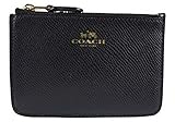 Coach Crossgrain Leather Coin Case w Key Chain 64064 Black