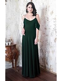 Viris Zamara maxi vestido de noche con cuello en V largo y manga corta para mujer