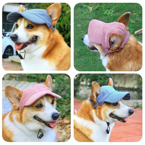BASVII Dog Baseball Cap, Adjustable Dog Cap with Earflaps, Dog Cap for Dogs and Cats, Breathable Sun Protection Visor Cap Hat
