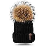 FURTALK Kids Winter Pom Beanie Hat Unisex Parent-Child Knit Hats for Women Girls Boys