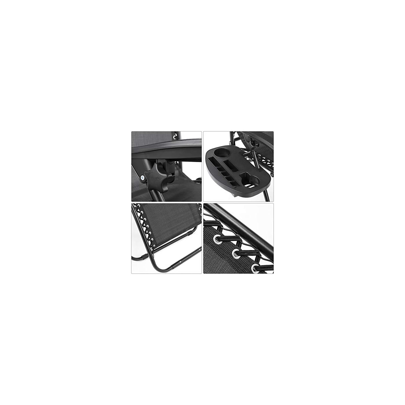 MVPower Juego de Tumbonas Plegables con Mesa, Soporte para Bebidas