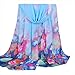 Women's Rose Voile Lightweight Silky Fabric Elegant Sun Long Large Stole Shawl Scarf (Blue)