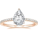 EAMTI 2CT 925 Sterling Silver Engagement Rings Pear Cut Cubic Zirconia CZ Wedding Promise Rings for Her Stunning Teardrop Wedding Bands for Women Size 3-11