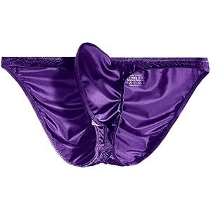 Melody Men's Underwear Ice Silk Low-rise Upturned Brief Underpants Male Bulge Pouch Sheer Satin Bikini