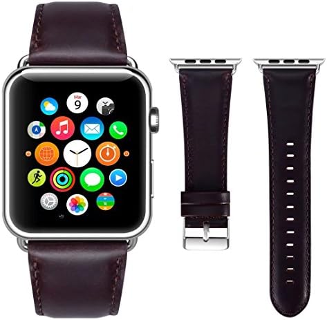 Apple Watch Band Leather 38mm, [New Version] Viodo iWatch Strap Premium Vintage Crazy Horse Genuine Leather Replacement Band for Apple Watch Series 3 Series 2 Series 1 Sport and Edition (Coffee)