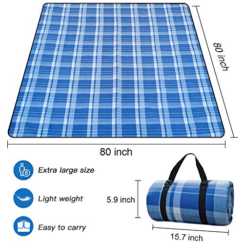BNHNOONE Outdoor Picnic Blanket, Extra Large Picnic Blanket 80"x80" with Backpack for Family, Portable Waterproof Picnic Outdoor Blanket Picnic Mat for Camping Hiking Travelling
