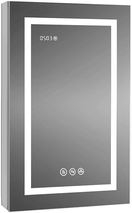 Amazon Com Recessed Or Surface Led Mirror Medicine Cabinet W Defogger Dimmer 3x Makeup Mirror Outlets Usb 20x32 Left Hinge Zoom Mirror Kitchen Dining