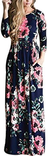 DSCAO Women's Casual Stretchy Long Maxi Dresses with Pockets (S-XXXL)
