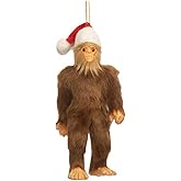 Kurt Adler Furry Bigfoot Sasquatch in Santa Hat - 5.5 Inch Brown Plastic and Polyester Christmas Tree Ornament