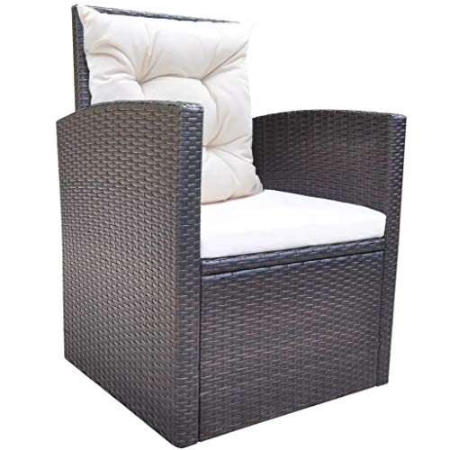 vidaXL Gartenmöbel 6-TLG. Poly Rattan Braun Garten Sitzgruppe Gartengarnitur – Bild 6