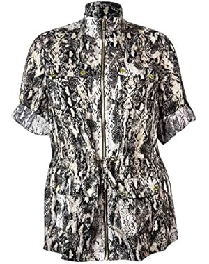 Calvin Klein Women's Snake Print Linen Utility Jacket