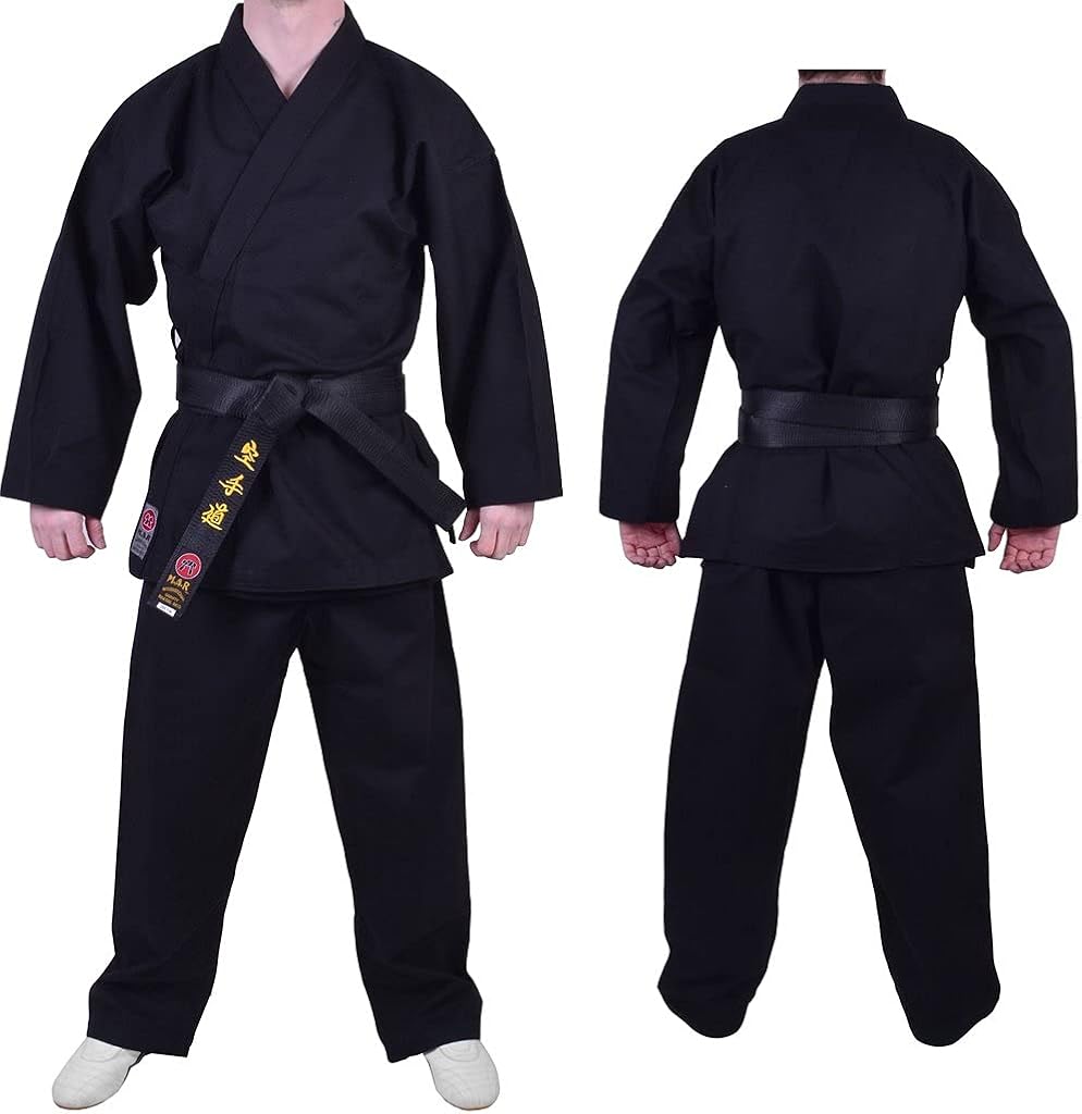 MAR Black Competition Karate Suit/Gi/Uniform Unisex Polycotton Super HeavyWeight Canvas