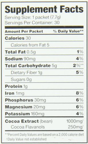 CocoaVia Dietary Supplement, Sweetened, Dark Chocolate, 30 Count