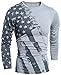 Mens American Flag Printed T-Shirts Long Sleeve Pullover Tops M Gray