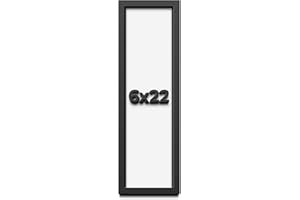 CUSTOMPICTUREFRAMES.COM 6x22 Shadow Box Frame Black | 1 Inch Deep Solid Wood Shadowbox Display Frame | UV Resistant Acrylic Plexiglass, Acid Free Backing, and Hanging Hardware | Dugan Picture Frame Style