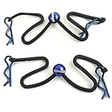 Hot Racing BWP123B06 Body Clips with Fastened Rubber Leash (Blue)