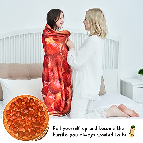 CASOFU Burritos Blanket, Salami Blanket, Giant Pizza Throw Blanket, Novelty Pizza Blanket for