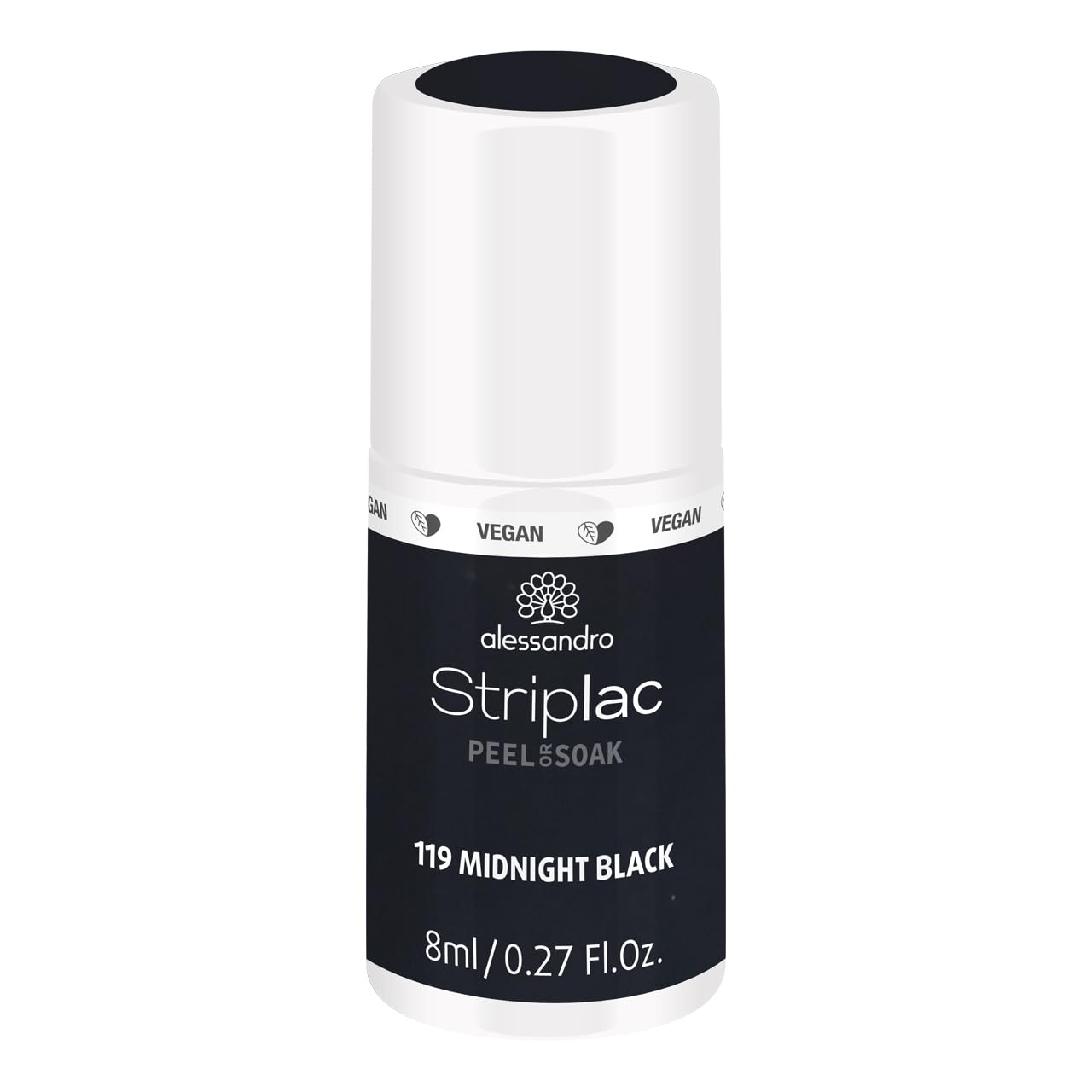 alessandro Striplac Peel or Soak Vegan Midnight Black - LED Nail Polish in Deep Black - For Perfect Nails in 15 Minutes 8ml — image 1