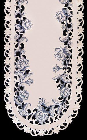 SinobriteH8459-B Delft Blue & Rose Oval Runner44; 16 x 45 in.
