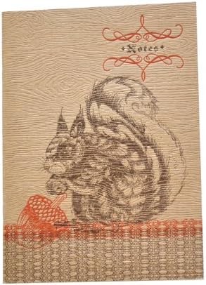 Delphine Squirrel Letterpress Journal, Wood-grain Textured Cover with 24 Lined Pages (Pack of 2)