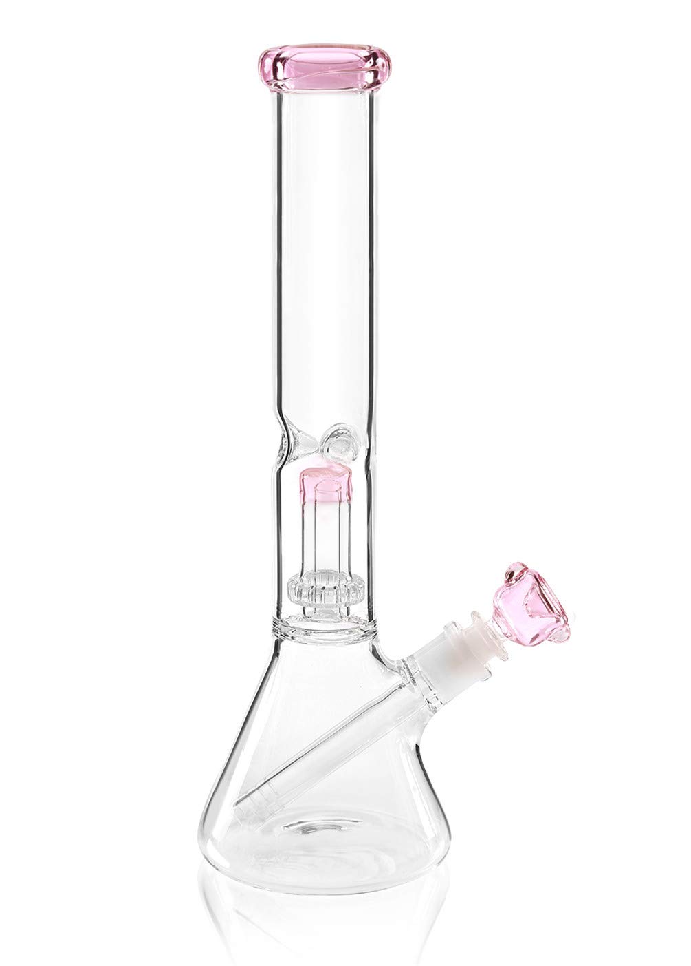 RORA 14.5mm Glass Bongs - Recycler Glass Water Pipe Downstem Bowl Accessory with 13inch Tall (Pink)