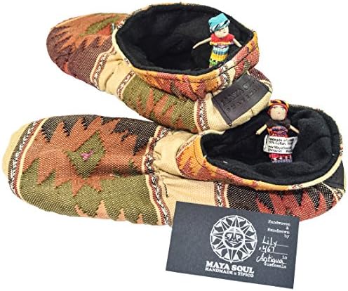Maya Soul Handmade Native Tribal Guatemalan Super Soft Squishy Slippers :: Comalapa Sunset (Women's 8-9, Black Lining)