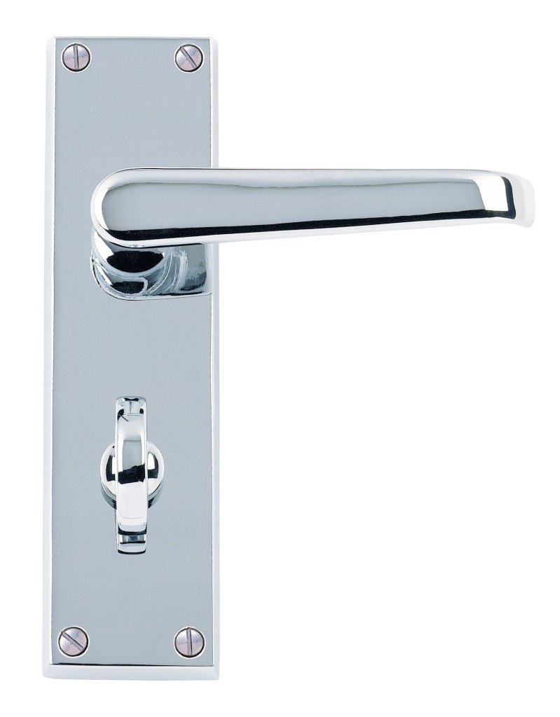 Victorian Straight Door Handles Lever Bathroom - Polished Chrome Premium Quality