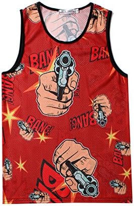 YLM1991 Mens Graphic Tank Top T-Shirt 3D Digital Printed Sleeveless Vest for Gym Sports M-XXL