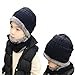 JOYEBUY 2 PCS Kids Boys Girls Hat and Scarf Set Warm Snow Knit Beanie Slouchy Skull Cap and Circle Scarf (Black)
