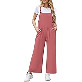 KUOTAI Womens Summer Jumpsuits Casual Wide Leg Overalls with Pocket Adjustable Strap Sleeveless Rompers Beach Vacation Outfit