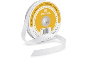 Stuffvisor White Grosgrain Ribbon 1/2 Inch x 50 Yards Double Faced Solid Color Polyester Ribbon Semi Gloss Bow Making Ribbon 