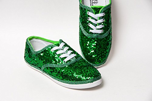 green sequin sneakers