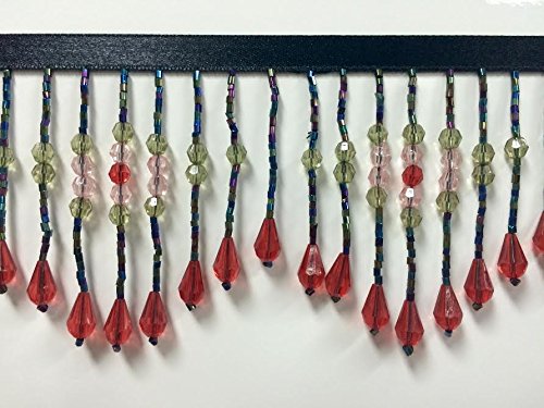 3.75" Crystal Beaded Fringe Trim CBF-22/47-53 Black Multi