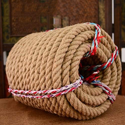 Lsyoa 天然 ジュートロープ 厚い Lsyoa 麻ロープ 固体 織り 麻紐高強度ツイストロープ タグ 天然 B08ch796hx カード ギフト Diyクラフト 園芸作業に使用 50m 35mm B08ch796hx