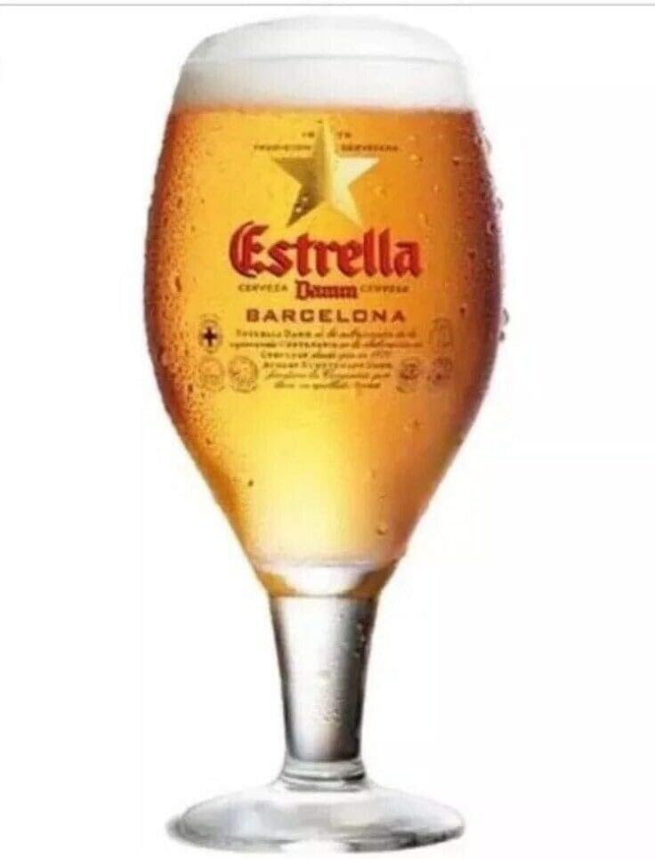 Estrella Damm Barcelona, Spain Signature Glass Chalice 330 mil by