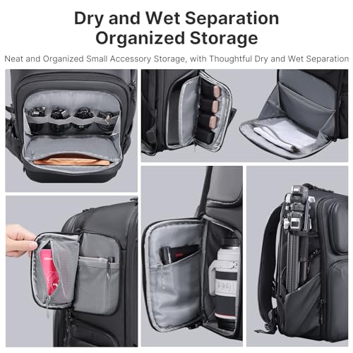 ULANZI BP10 35L Hardshell Camera Backpack, Professional Waterproof Photography Camera Case Anti Theft Travel for Photographers Unisex Drone DSLR Mirrorless Camera Lens Tripod Holder 17'' Laptop Black