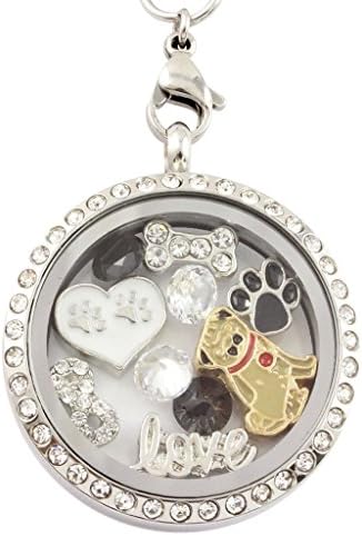 Infinity Love Pugs 30 mm Floating Charm Locket on 30 inch Necklace