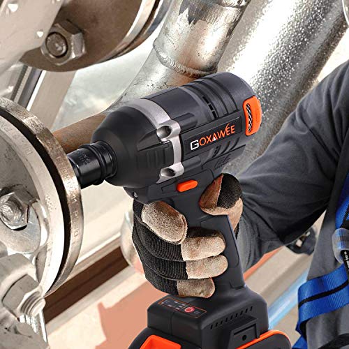 Cordless Impact Wrench 1/2 Inch - GOXAWEE 20V Electric Impact Gun (4Ah Battery, 300Nm, Brushless, 1/2 & 1/4 Inch Quick Chuck, 2-Speed, Tool Bag) - High Torque Impact Driver Kit for Home & DIY Project - Thumbnail 6