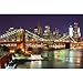 Large Photo Wallpaper – Brooklyn Bridge at Night – Picture Decoration New York City Skyline Illuminated Skyscraper Street USA Image Decor Wall Mural (132.3x93.7in - 336x238cm)