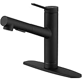 CREA Kitchen Bar faucets,Black Kitchen Sink Faucet Pull Out Sprayer Utility Small Prep Wet Bar Single Handle Hole,Commercial Modern rv Sink Low Arc Faucet Outdoor Laundry