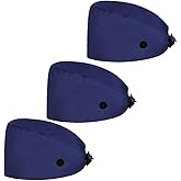 ATHPIK 3pcs Solid Surgical Scrub Cap Medical Nurse Doctor Cap Surgeons Cap with Sweatband & Botton for Womens & Mens
