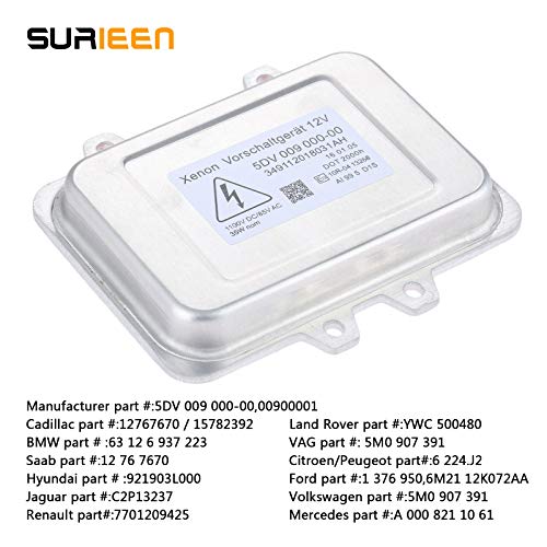 SURIEEN 5DV 009 000-00 Xenon Hid Headlight Ballast Control Unit Assembly Module Replaces 12767670 15782392 Fit for BMW, Mercedes Benz, Cadillac, Jaguar, Volkswagen, Lincoln, Chrysler, Saab, Hyundai - Thumbnail 2