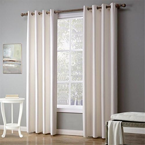 MEILIANJIA Modern Faux Silk Dupioni Plain Coloured Thermal Insulated Shade Energy Saving Curtains 55" W x 63" L(One Panel),Cream White