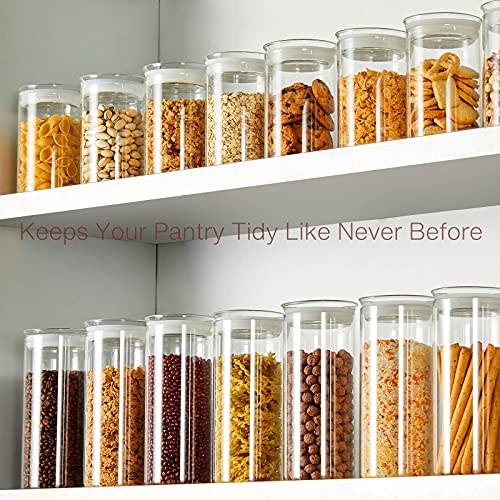 ZENS Glass Canister Set,Tall Clear Kitchen Canisters Jar with Airtight