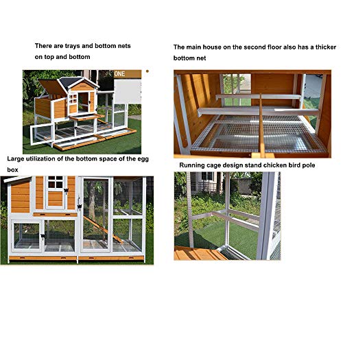 JHKGY Großer Tannenholz Hühnerstall Rabbit Hutch,Hühnerstall Hen Ark House Geflügel Run Nistkasten Rabbit Hutch - Mit… – Bild 7
