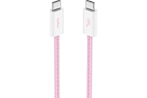 Belkin USB C to USB C Cable, 3.3ft, 60W - Type C Charger, iPhone Charger Cord, Soft, Braided, Flexible for iPhone 16, Galaxy S25, Pixel 9, Airpods, iPad Pro, Tablet & More, Travel Essentials - Pink